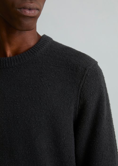Regular-Fit Bouclé Sweater — Black