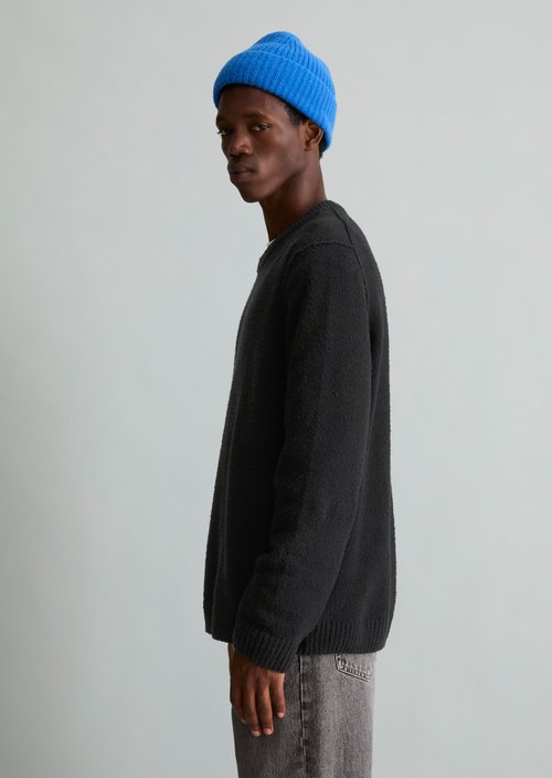 Regular-Fit Bouclé Sweater — Black