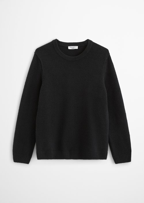 Regular-Fit Bouclé Sweater — Black