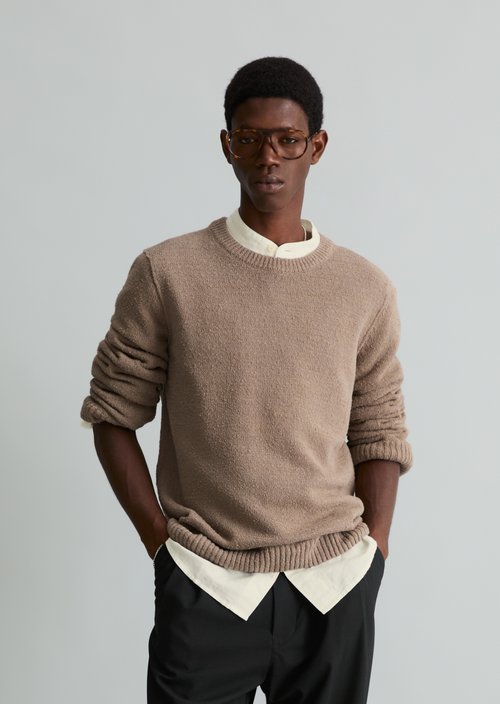 Regular-Fit Bouclé Sweater — Dolphin