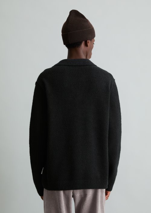 Regular-Fit Bouclé Sweater — Black