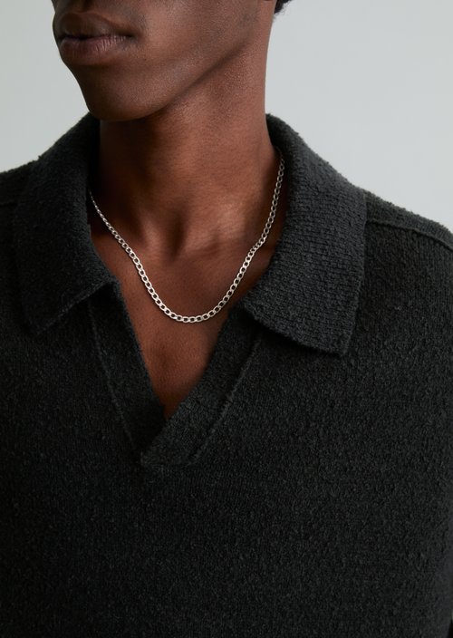 Regular-Fit Bouclé Sweater — Black