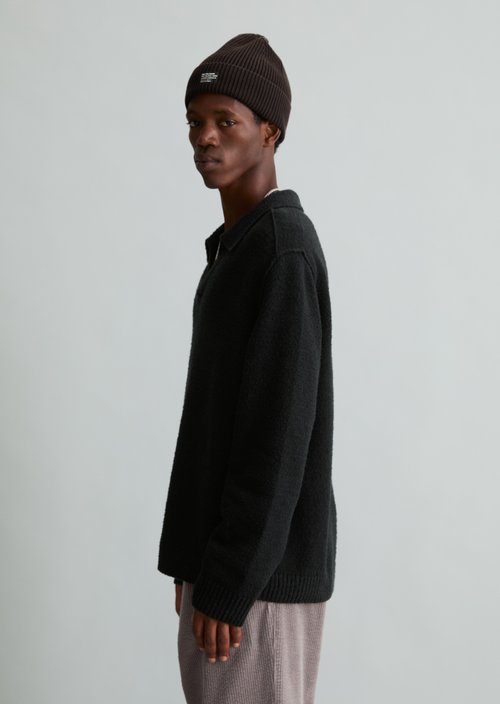 Regular-Fit Bouclé Sweater — Black