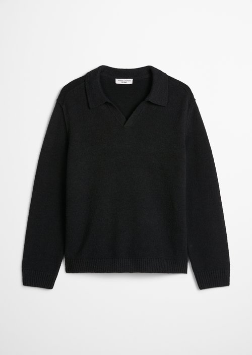 Regular-Fit Bouclé Sweater — Black