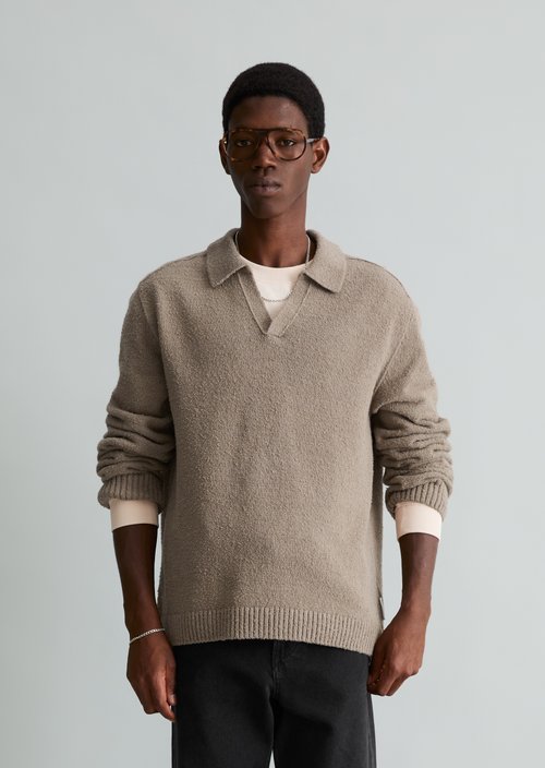 Regular-Fit Bouclé Sweater — Dolphin