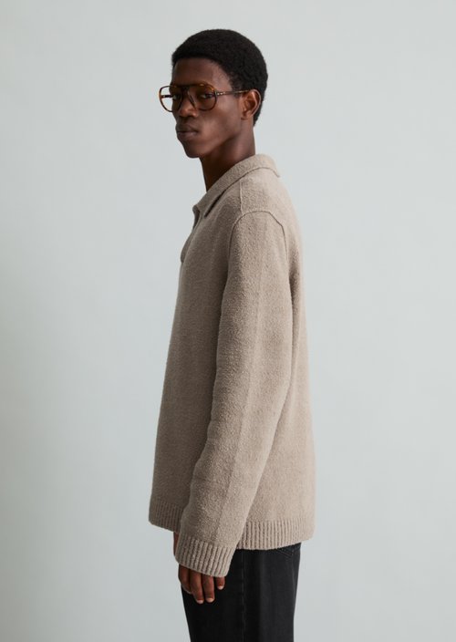 Regular-Fit Bouclé Sweater — Dolphin