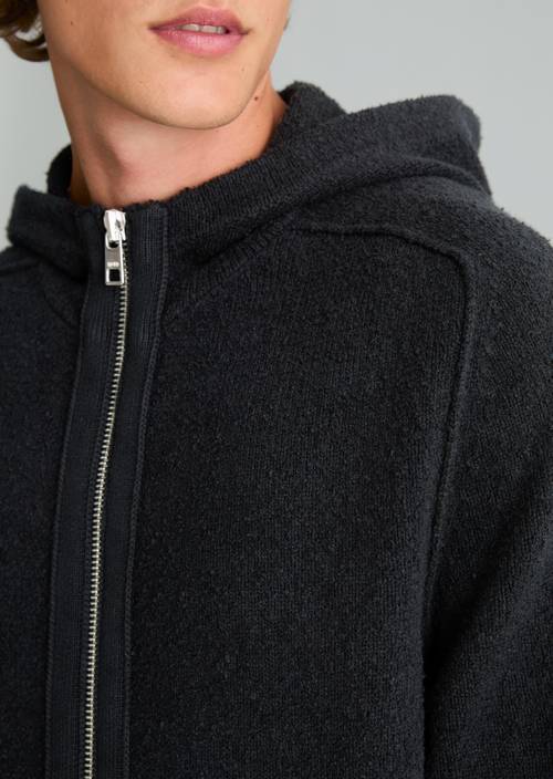 Sweat à capuche en maille bouclée, coupe classique Black en vue détaillée
