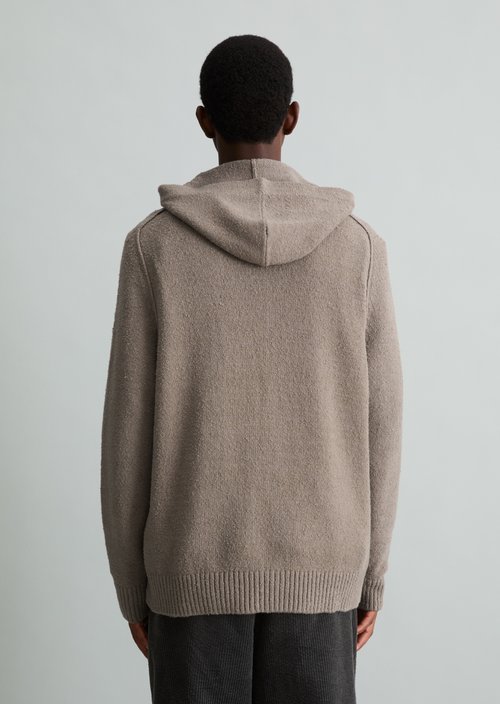 Regular-Fit Bouclé Knit Hoodie — Dolphin