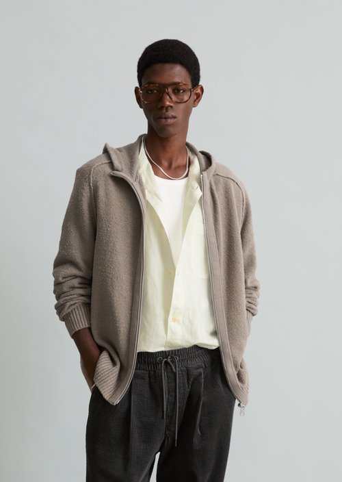 Regular-Fit Bouclé Knit Hoodie — Dolphin