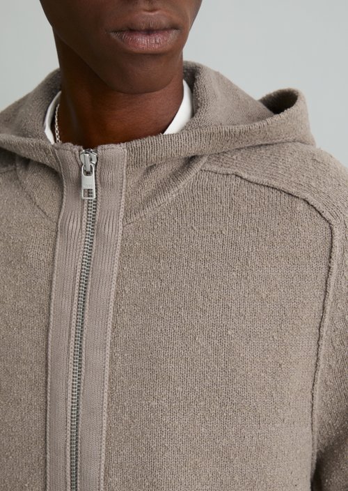 Regular-Fit Bouclé Knit Hoodie — Dolphin