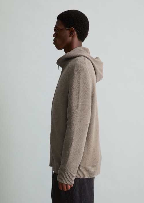 Regular-Fit Bouclé Knit Hoodie — Dolphin