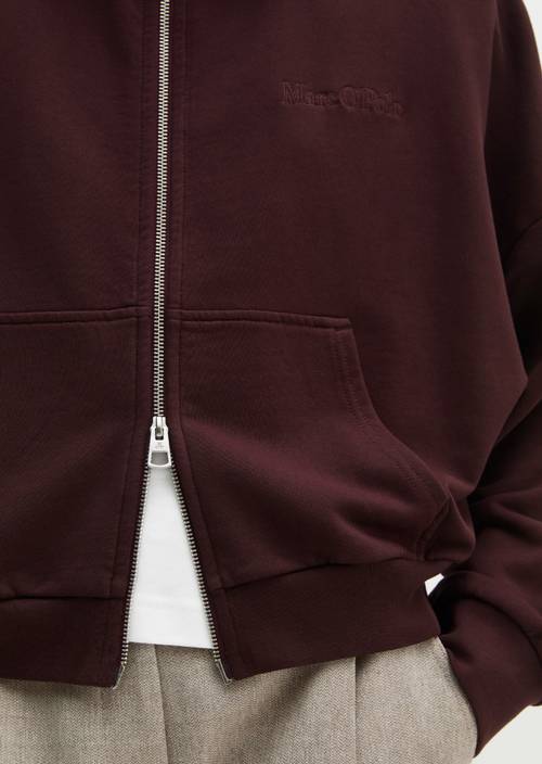Sweatjacke oversize Black Cherry in Detailansicht