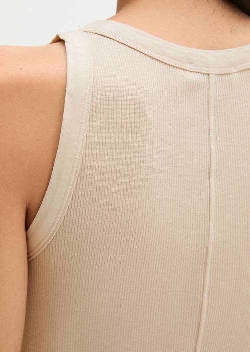 Ripp-Tanktop slim Natural in Detailansicht