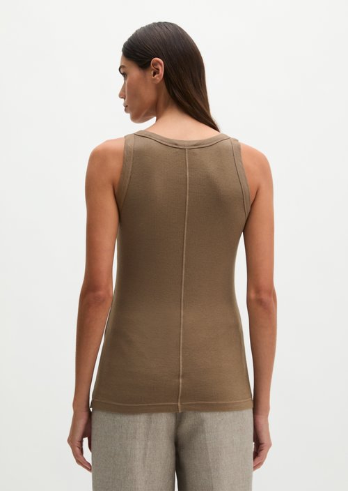 Ribbed tank top slim — Stone Taupe