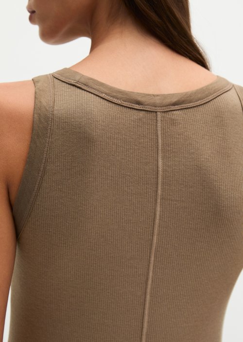 Ribbed tank top slim — Stone Taupe