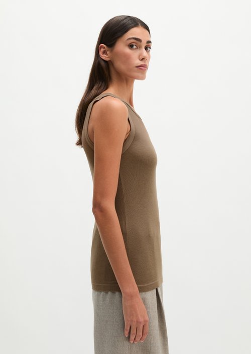 Ribbed tank top slim — Stone Taupe