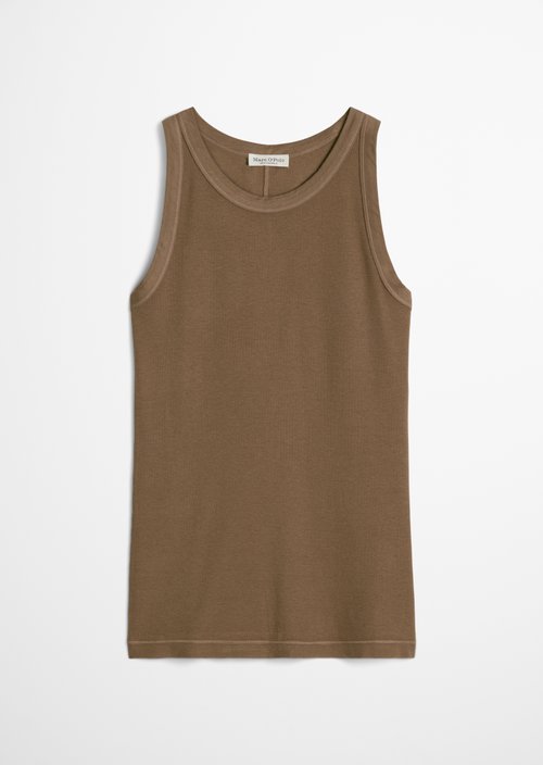 Ribbed tank top slim — Stone Taupe