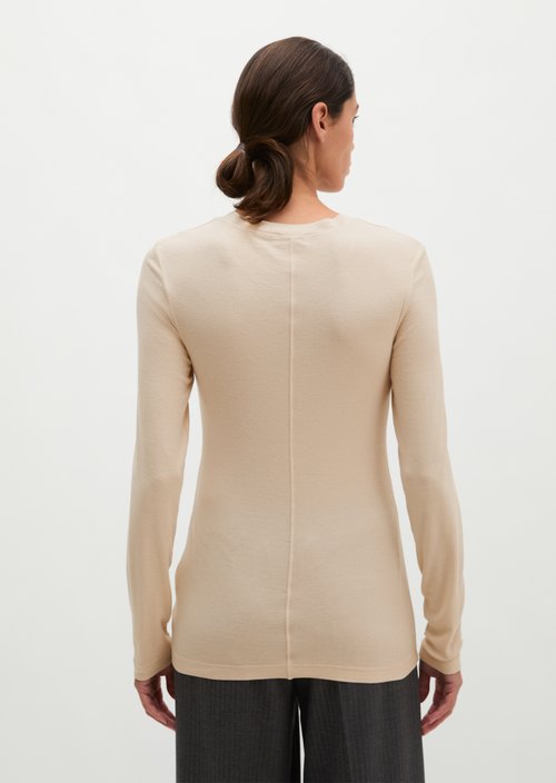 Ribbed longsleeve slim — Natural