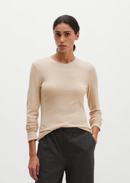 Ribbed longsleeve slim — Natural