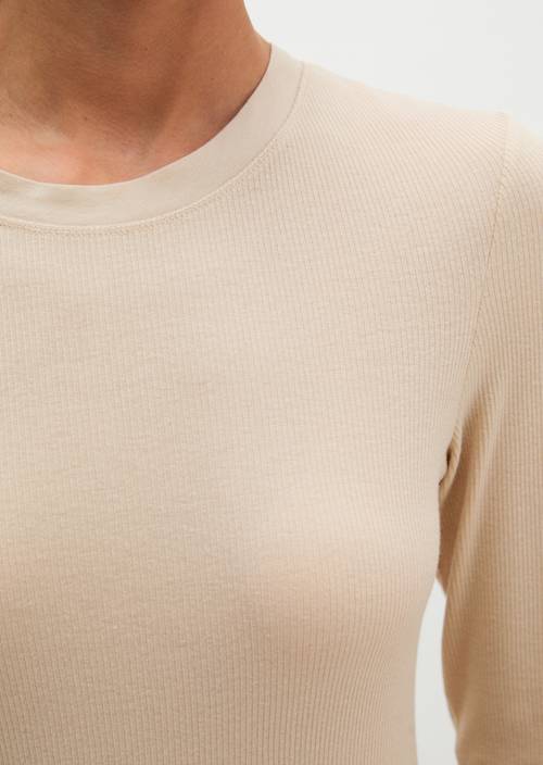 Ripp-Longsleeve slim Natural in Detailansicht