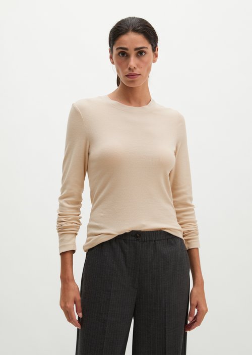 Ribbed longsleeve slim — Natural