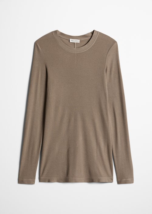 Ribbed longsleeve slim — Stone Taupe