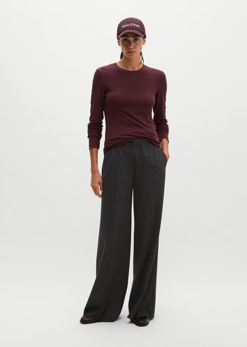 Ribbed longsleeve slim — Black Cherry