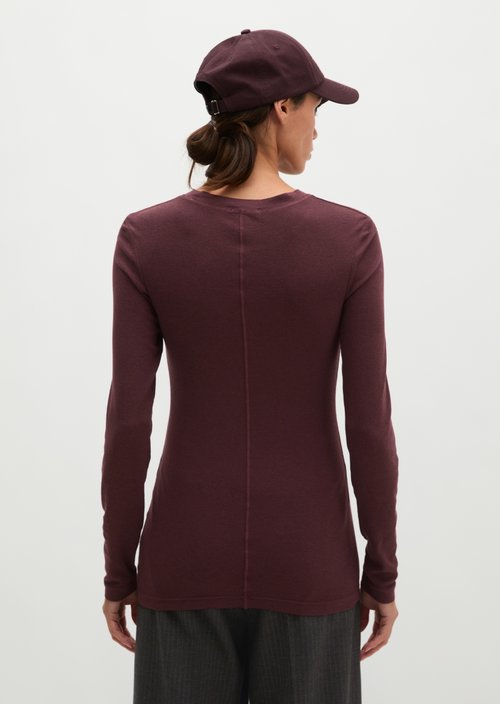 Ribbed longsleeve slim — Black Cherry