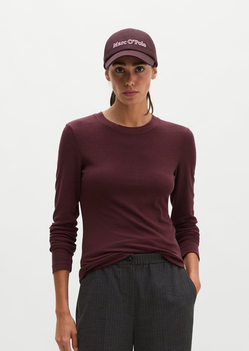 Ribbed longsleeve slim — Black Cherry