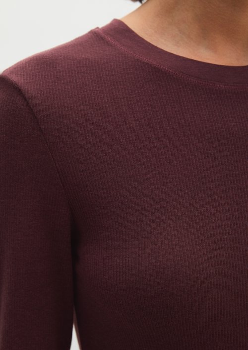 Ribbed longsleeve slim — Black Cherry
