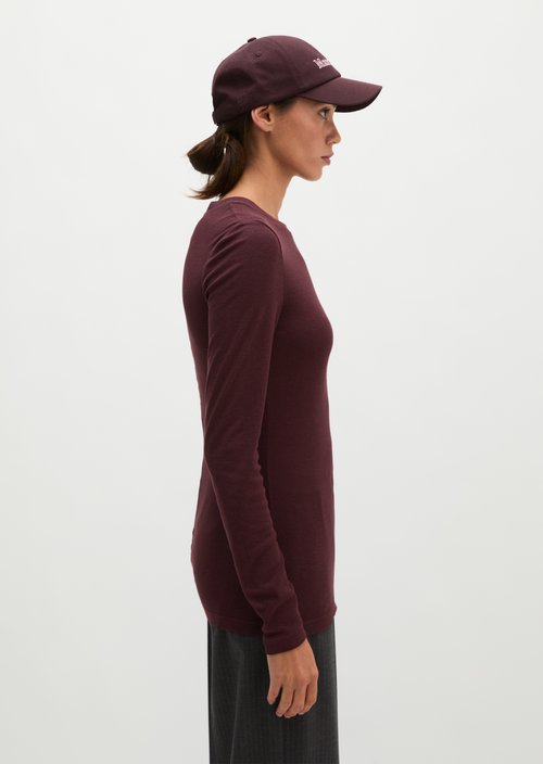 Ribbed longsleeve slim — Black Cherry