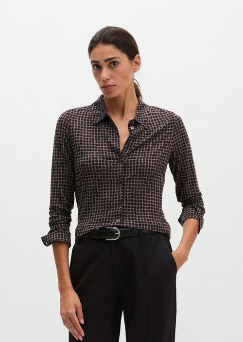 Regular print jersey blouse — Medium Grey