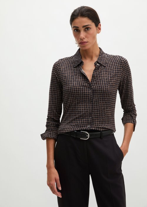 Regular print jersey blouse — Medium Grey