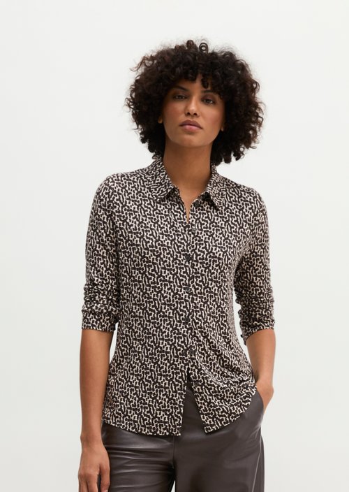 Regular print jersey blouse — Offwhite