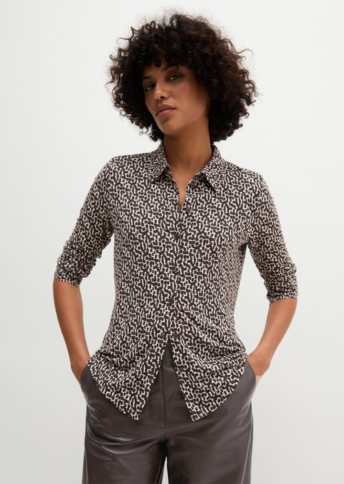 Regular print jersey blouse — Offwhite