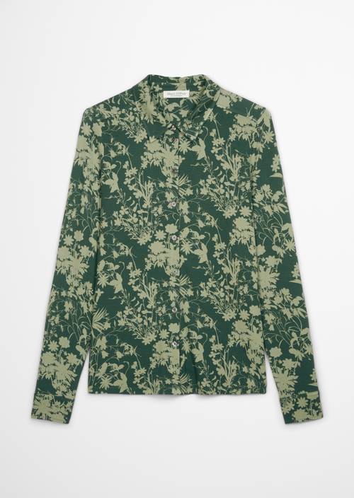Dresová halenka s potiskem regular Medium Green v izolovaném pohledu bez modelu