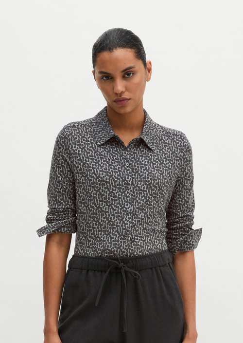Regular print jersey blouse — Medium Green