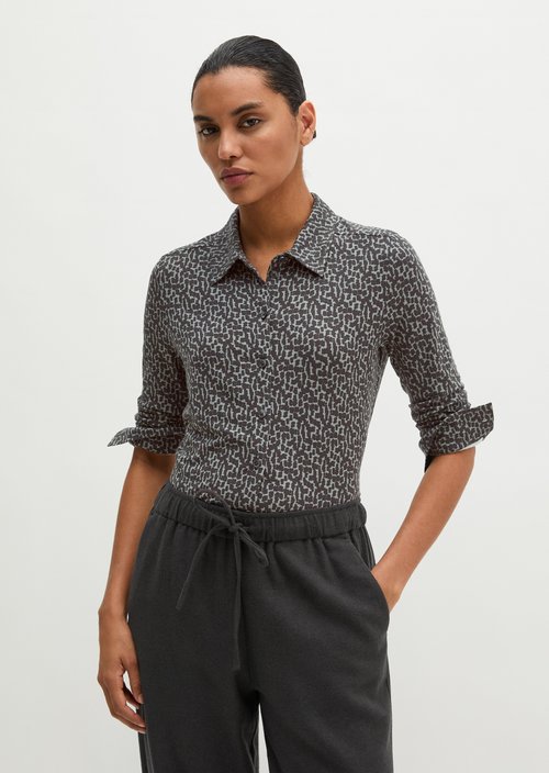 Regular print jersey blouse — Medium Green
