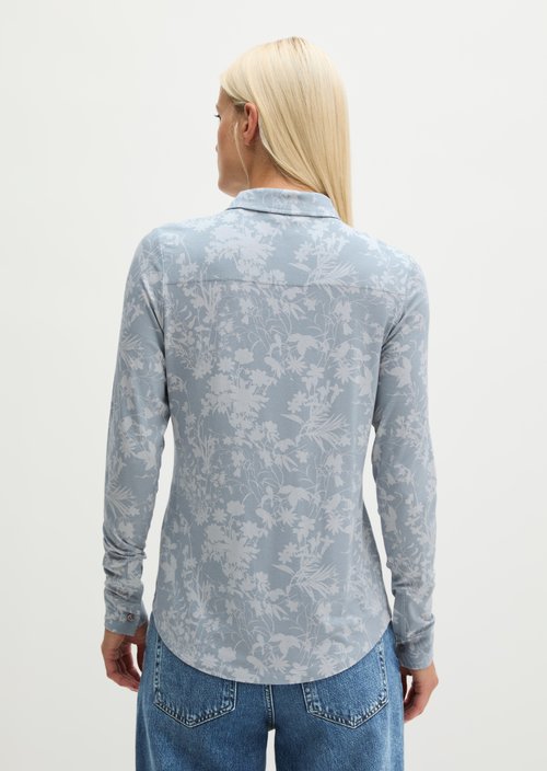 Regular print jersey blouse — Medium Blue