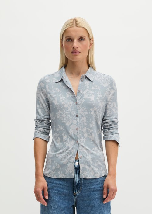 Regular print jersey blouse — Medium Blue