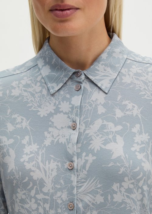 Regular print jersey blouse — Medium Blue