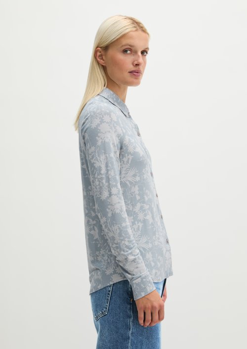Regular print jersey blouse — Medium Blue