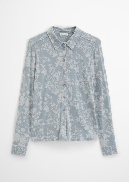 Regular print jersey blouse — Medium Blue