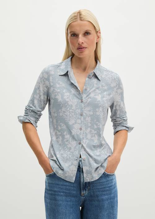 Print-Jerseybluse regular Medium Blue in Frontalansicht