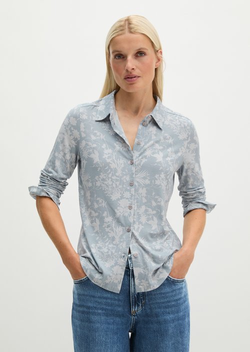 Regular print jersey blouse — Medium Blue