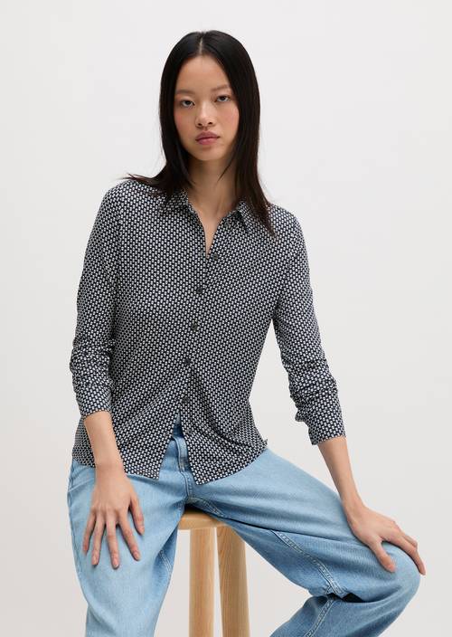 Print-Jerseybluse regular Light Blue in Frontalansicht