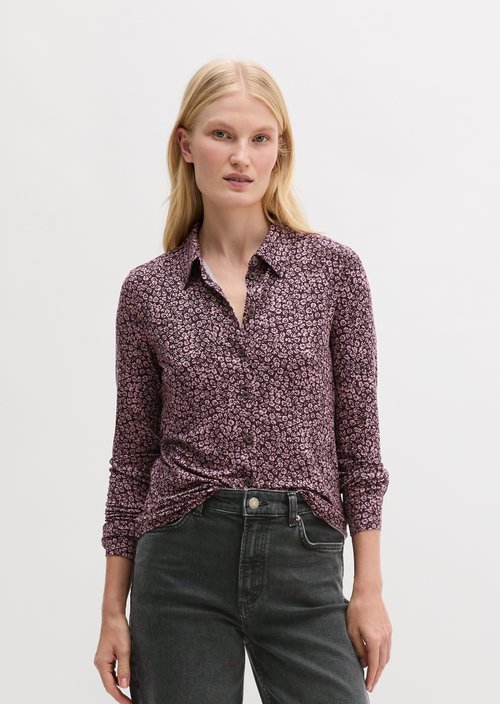 Regular print jersey blouse — Dark Pink