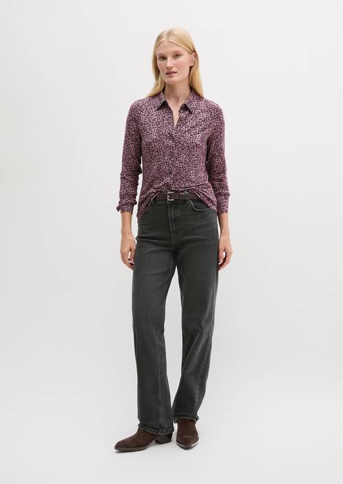 Print-Jerseybluse regular Dark Pink in Frontalansicht