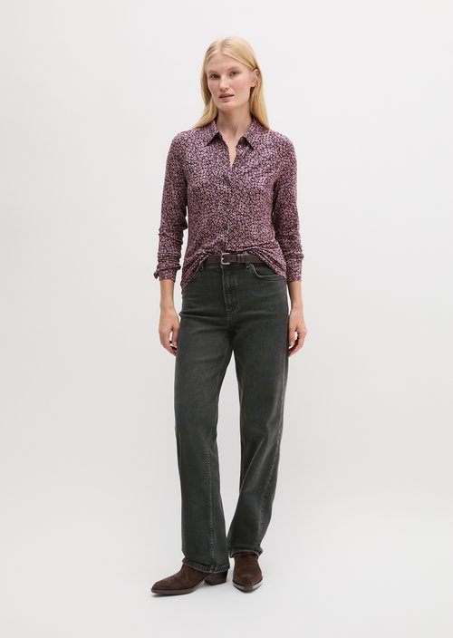 Regular print jersey blouse — Dark Pink