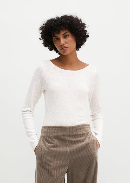 Submarine Long-Sleeve Shirt, Regular Fit — White Cotton
